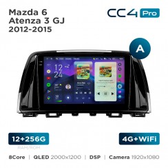 Штатная магнитола Teyes CC4 Pro 2k 12+256 Gb Mazda 6 / Atenza 3 GJ 2012-2015 (A) 9"