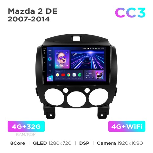 Штатная магнитола Teyes CC3 4+32 Gb Mazda 2 DE 2007-2014 9"