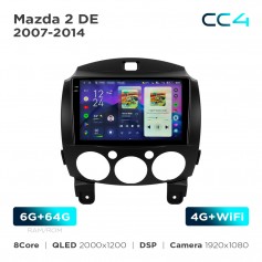 Штатная магнитола Teyes CC4 2k 6+64 Gb Mazda 2 DE 2007-2014 9"