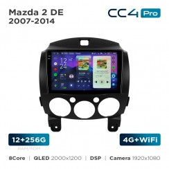 Штатная магнитола Teyes CC4 Pro 2k 12+256 Gb Mazda 2 DE 2007-2014 9"