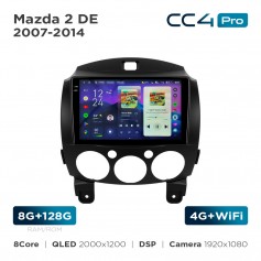 Штатная магнитола Teyes CC4 Pro 2k 8+128 Gb Mazda 2 DE 2007-2014 9"