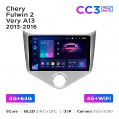 Штатна магнітола Teyes CC3 2k 4+64 Gb Chery Fulwin 2 / Very A13 2013-2016 (F1) 9"