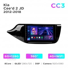 Штатна магнітола Teyes CC3 6+128 Gb 360° Kia Cee'd 2 JD 2012-2018 9"