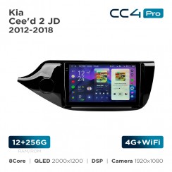 Штатная магнитола Teyes CC4 Pro 2k 12+256 Gb Kia Cee'd 2 JD 2012-2018 9"