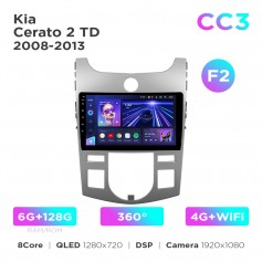 Штатная магнитола Teyes CC3 6+128 Gb 360° Kia Cerato 2 TD 2008-2013 (F2) 9"