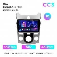 Штатная магнитола Teyes CC3 6+128 Gb 360° Kia Cerato 2 TD 2008-2013 (F1) 9"