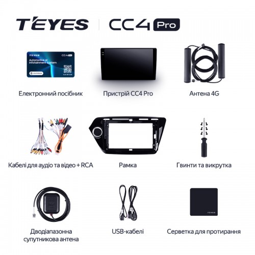 Штатна магнітола Teyes CC4 Pro 2k 12+256 Gb Kia RIO 3 2011-2017 9"