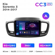 Штатна магнітола Teyes CC3 2k 6+128 Gb 360° Kia Sorento 3 2014-2017 (A) 10"