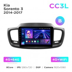 Штатная магнитола Teyes CC3L 4+64 Gb Kia Sorento 3 2014-2017 (B) 10"