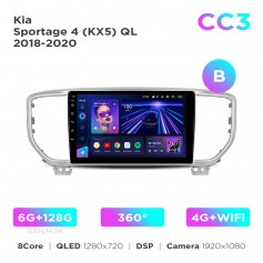 Штатна магнітола Teyes CC3 6+128 Gb 360° Kia Sportage 4 QL 2018-2022 (B) 9"