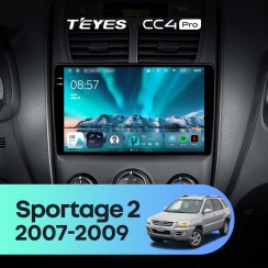 Штатная магнитола Teyes CC4 Pro 2k 8+128 Gb Kia Sportage 2 2007-2009 9"