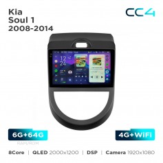 Штатная магнитола Teyes CC4 2k 6+64 Gb Kia Soul 1 2008-2014 9"