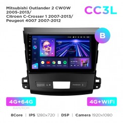 Штатная магнитола Teyes CC3L 4+64 Gb Mitsubishi Outlander 2 CW0W 2005-2013 / Citroen C-Crosser 1 2007-2013 / Peugeot 4007 2007-2012 (B) 9"
