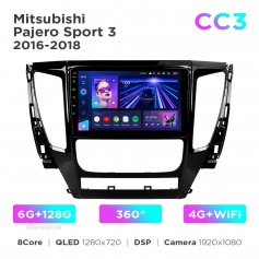 Штатна магнітола Teyes CC3 6+128 Gb Mitsubishi Pajero Sport 3 2016-2018 9"