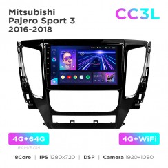 Штатна магнітола Teyes CC3L 4+64 Gb Mitsubishi Pajero Sport 3 2016-2018 9"