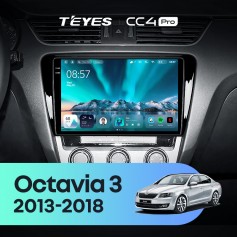 Штатная магнитола Teyes CC4 Pro 2k 8+128 Gb Skoda Octavia 3 A7 2013-2018 (A) 10"