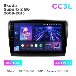 Штатная магнитола Teyes CC3L 4+64 Gb Skoda Superb 2 B6 2008-2015 10"