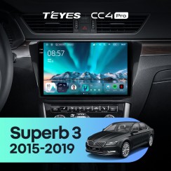Штатная магнитола Teyes CC4 Pro 2k 8+128 Gb Skoda Superb 3 2015-2019 10"