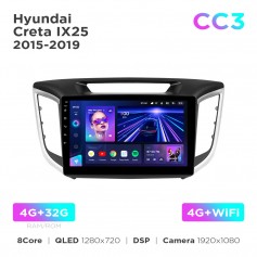 Штатна магнітола Teyes CC3 4+32 Gb Hyundai Creta IX25 2015-2019 10"