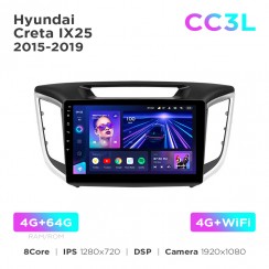 Штатная магнитола Teyes CC3L 4+64 Gb Hyundai Creta IX25 2015-2019 10"