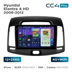 Штатна магнітола Teyes CC4 Pro 2k 12+256 Gb Hyundai Elantra 4 HD 2006-2012 9"