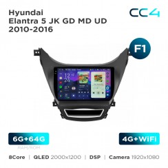 Штатна магнітола Teyes CC4 2k 6+64 Gb Hyundai Elantra 5 JK GD MD UD 2010-2016 (F1) 9"