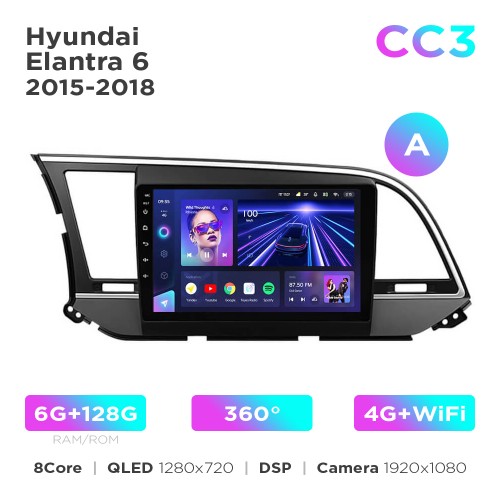 Штатна магнітола Teyes CC3 6+128 Gb 360° Hyundai Elantra 6 2015-2018 (A) 9"