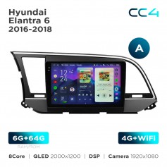 Штатна магнітола Teyes CC4 2k 6+64 Gb Hyundai Elantra 6 2016-2018 (A) 9"