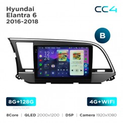 Штатна магнітола Teyes CC4 2k 8+128 Gb Hyundai Elantra 6 2016-2018 (B) 9"