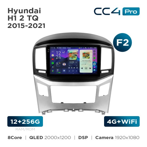 Штатная магнитола Teyes CC4 Pro 2k 12+256 Gb Hyundai H1 2 TQ 2015-2021 (F2) 9"