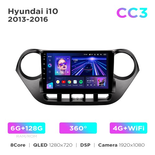 Штатна магнітола Teyes CC3 6+128 Gb 360° Hyundai i10 2013-2016 9"