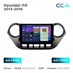 Штатная магнитола Teyes CC4 2k 6+64 Gb Hyundai i10 2013-2016 9"