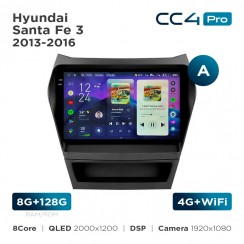 Штатна магнітола Teyes CC4 Pro 2k 8+128 Gb Hyundai Santa Fe 3 2013-2016 (A) 9"