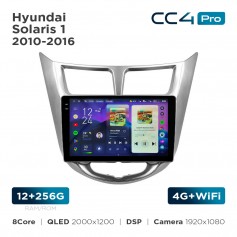 Штатная магнитола Teyes CC4 Pro 2k 12+256 Gb Hyundai Solaris 1 2010-2016 9"