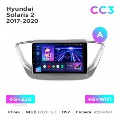 Штатная магнитола Teyes CC3 4+32 Gb Hyundai Solaris 2 2017-2020 (A) 9"