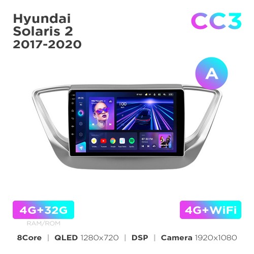 Штатна магнітола Teyes CC3 4+32 Gb Hyundai Solaris 2 2017-2020 (A) 9"