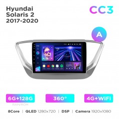 Штатна магнітола Teyes CC3 6+128 Gb 360° Hyundai Solaris 2 2017-2020 (A) 9"