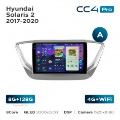 Штатная магнитола Teyes CC4 Pro 2k 8+128 Gb Hyundai Solaris 2 2017-2020 (A) 9"