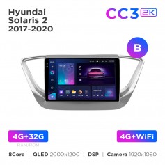 Штатна магнітола Teyes CC3 2k 4+32 Gb Hyundai Solaris 2 2017-2020 (B) 9"