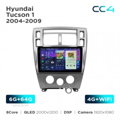 Штатна магнітола Teyes CC4 2k 6+64 Gb Hyundai Tucson 1 2004-2009 10"