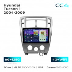 Штатна магнітола Teyes CC4 2k 8+128 Gb Hyundai Tucson 1 2004-2009 10"