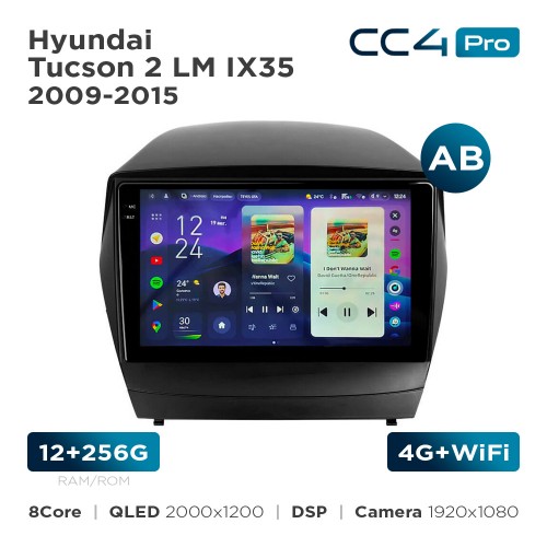 Штатная магнитола Teyes CC4 Pro 2k 12+256 Gb Hyundai Tucson 2 LM IX35 2009-2015 (AB) 9"