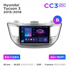 Штатная магнитола Teyes CC3 2k 6+128 Gb Hyundai Tucson 3 2015-2018 (B) 9"