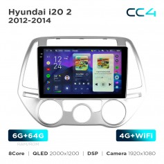 Штатная магнитола Teyes CC4 2k 6+64 Gb Hyundai i20 2 2012-2014 9"