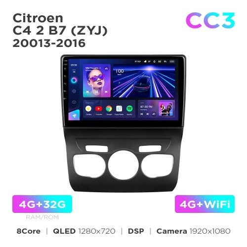 Штатная магнитола Teyes CC3 4+32 Gb Citroen C4 2 B7 (ZYJ) 2013-2016 10"