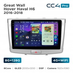 Штатна магнітола Teyes CC4 Pro 2k 8+128 Gb Great Wall Hover Haval H6 2016-2018 10"
