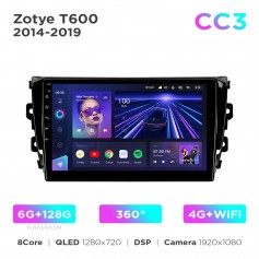 Штатна магнітола Teyes CC3 6+128 Gb 360° Zotye T600 2014-2019 10"