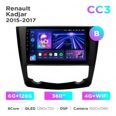 Штатна магнітола Teyes CC3 6+128 Gb 360° Renault Kadjar 2015-2017 (B) 9"