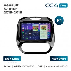 Штатная магнитола Teyes CC4 Pro 2k 8+128 Gb Renault Kaptur 2016-2019 (F1) 9"
