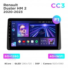 Штатная магнитола Teyes CC3 6+128 Gb Renault Duster HM 2 2020-2023 (F1) 10"